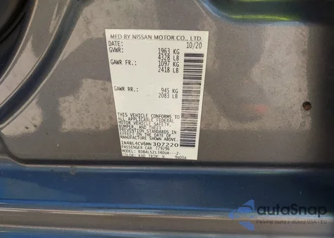 2021 Nissan Altima Sr Fwd из США, поврежденный, VIN 1N4BL4CV6MN307220